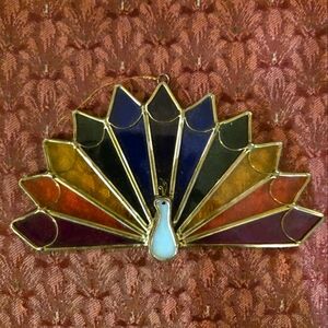 Colorful Stained Glass Peacock Suncatcher